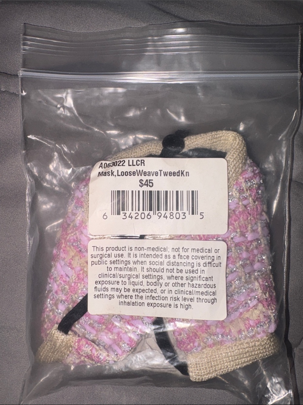 Textured Tweed Knit Face Mask — Pink